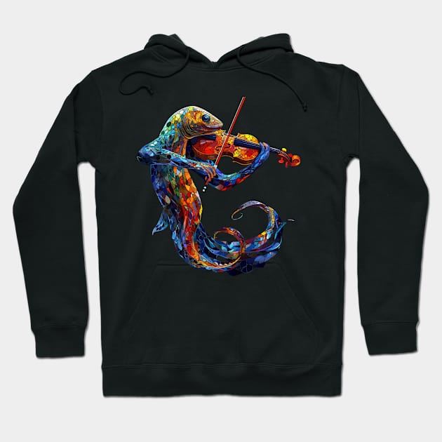 Eel Playing Violin Hoodie by JH Mart